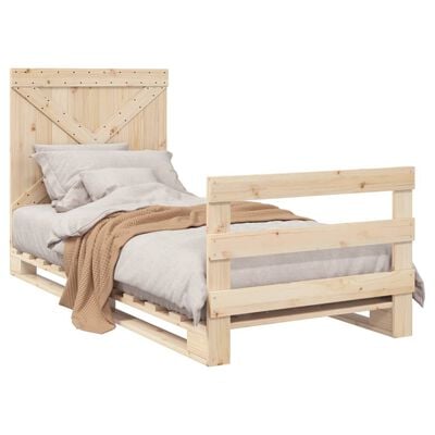 vidaXL Bedframe met hoofdbord massief grenenhout 90x200 cm