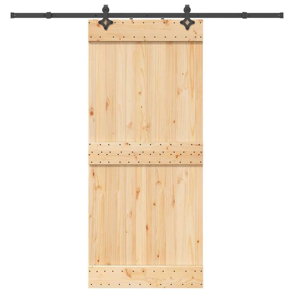 vidaXL Schuifdeur met beslag 90x210 cm massief grenenhout