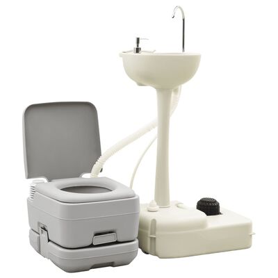 vidaXL Campingtoilet en wasbak met watertank