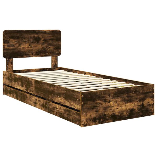 vidaXL Bedframe met lade Gerookte Eik 90 x 190 cm Geconstrueerd hout