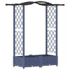 vidaXL Verhoogd Bed met Trellis en Dak Grijs 124 x 40 x 123 cm PP