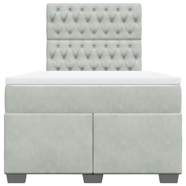 vidaXL Boxspring met matras fluweel lichtgrijs 120x200 cm