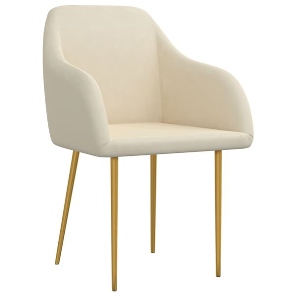 vidaXL Eetkamerstoelen 2 st fluweel cr&egrave;mekleurig