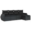 vidaXL 5-delige Loungeset met kussens poly rattan zwart