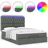 vidaXL Ottoman bed met matras en LED's 140x190cm stof donkergrijs