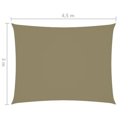 vidaXL Zonnescherm rechthoekig 3x4,5 m oxford stof beige