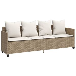 vidaXL Ligbed met kussens&nbsp;poly rattan beige