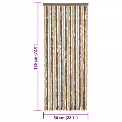 vidaXL Vliegengordijn 56x185 cm chenille donkerbruin en beige