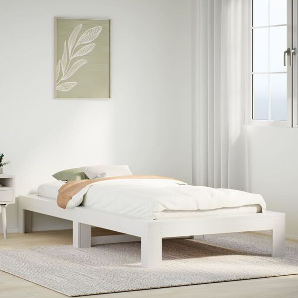 vidaXL Bedframe zonder matras massief grenenhout wit 75x190 cm