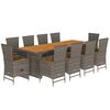 vidaXL 11-delige Tuinset met kussens poly rattan grijs