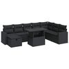 vidaXL 9-delige Loungeset met kussens poly rattan zwart