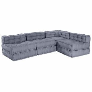 vidaXL Modulair Sofabet Stof Grijs 210 x 140 x 56 cm