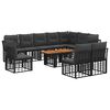 vidaXL Tuinbankenset 11 st Zwart en Donkergrijs poly rattan