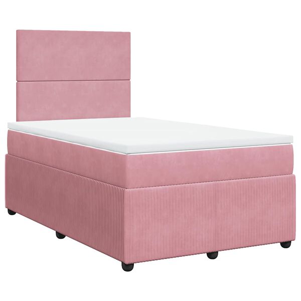 vidaXL Boxspring met matras fluweel roze 120x190 cm