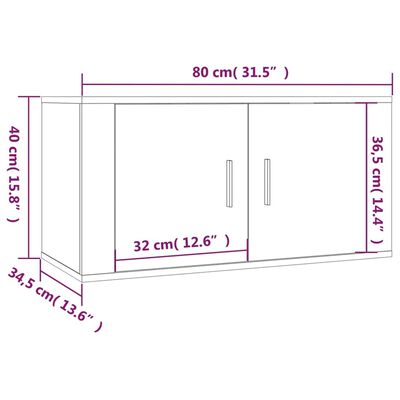 vidaXL Tv-wandmeubels 2 st 80x34,5x40 cm betongrijs