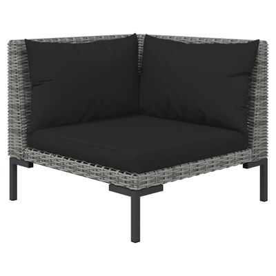 vidaXL 7-delige Loungeset met kussens poly rattan donkergrijs