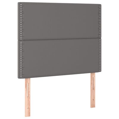 vidaXL Bedframe met hoofdbord kunstleer grijs 90x200 cm