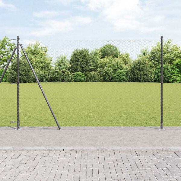 vidaXL Afrasteringspaal Grijs 100 x 1,5 m (50 mm gaas) Staal en PVC