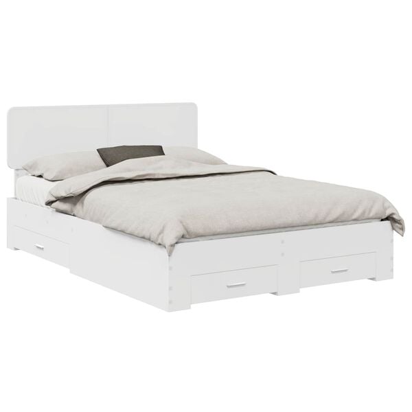 vidaXL Bedframe met hoofdeinde met lade Wit 160 x 200 cm Bewerkt hout