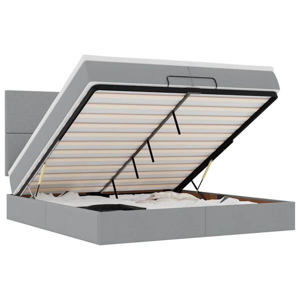 vidaXL Ottoman bed met matrassen 200x200cm stof lichtgrijs