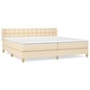 vidaXL Boxspring met matras stof cr&egrave;mekleurig 180x200 cm