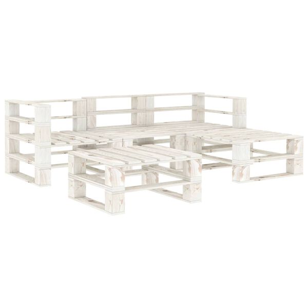 vidaXL 5-delige Loungeset pallet hout wit