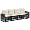 vidaXL Tuinbankenset 4 st Zwart en Cream Wit poly rattan