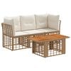 vidaXL Tuinbankenset 4 st Natuurlijk en Cr&egrave;me Wit poly rattan