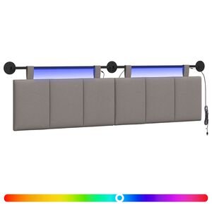 vidaXL Hangend hoofdbord Met LED-verlichting Taupe Stof