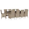 vidaXL 11-delige Tuinset met kussens poly rattan beige