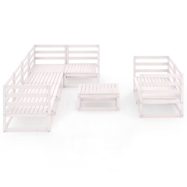vidaXL 8-delige Loungeset massief grenenhout wit