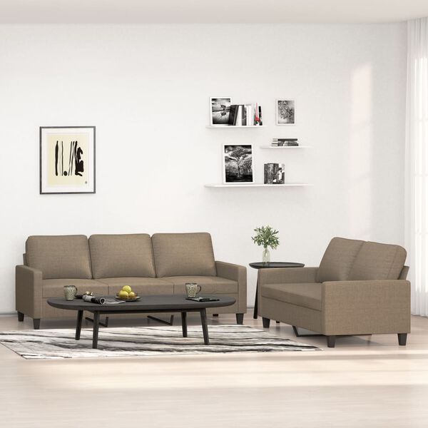 vidaXL 2-delige Loungeset met kussens stof taupe
