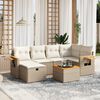 vidaXL 7-delige Loungeset met kussens poly rattan beige