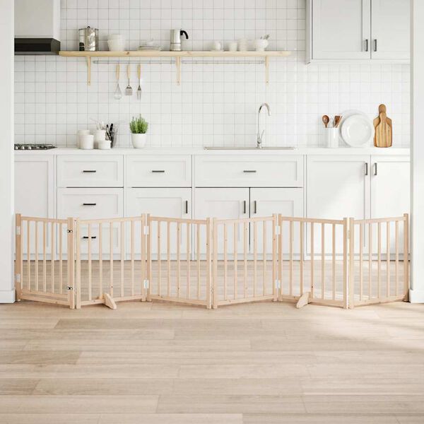 vidaXL Hondenhek inklapbaar met deur 6 panelen 300cm massief vurenhout