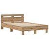 vidaXL Bedframe met LED Artisan Eiken 120 x 190 cm Bewerkt hout