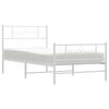 vidaXL Bedframe met hoofd- en voeteneinde metaal wit 107x203 cm