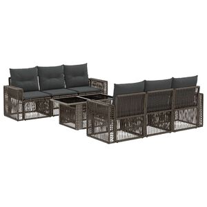vidaXL Tuinbankenset 7 st Grijs en Donkergrijs poly rattan