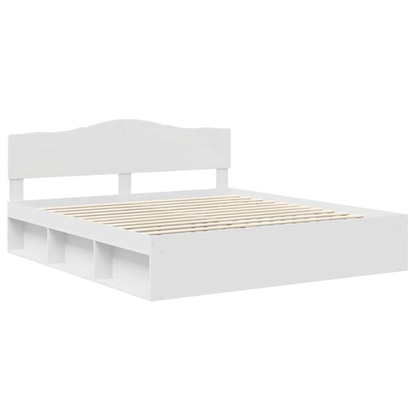 vidaXL Bedframe met hoofdeinde Wit 200 x 200 cm Massief grenenhout