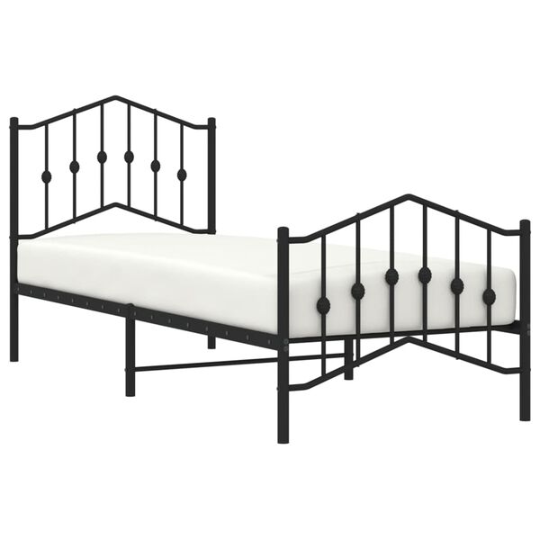 vidaXL Bedframe met hoofd- en voeteneinde&nbsp;metaal zwart 90x190 cm