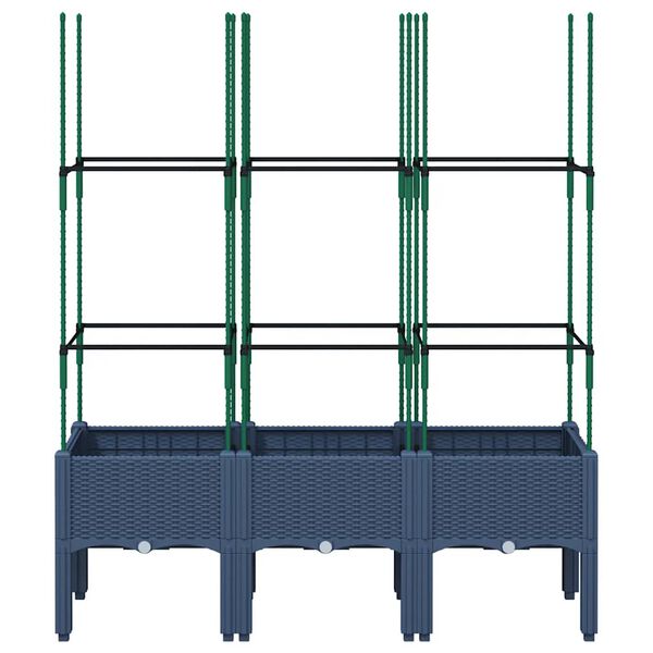 vidaXL Plantenbak met latwerk 120x40x142,5 cm polypropeen blauwgrijs