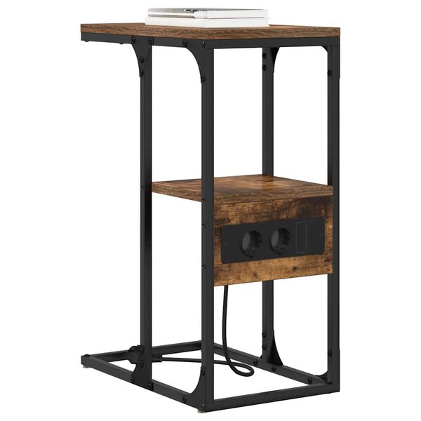 vidaXL Nachtkastje Gerookt eiken 41.5 x 26 x 60.5 cm Bewerkt hout