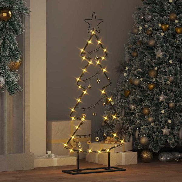 vidaXL Metalen kerstboom met standaard Zwart 90 cm Staal