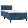 vidaXL Boxspring met matras en LED fluweel donkerblauw 90x200 cm