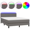vidaXL Boxspring met matras en LED kunstleer grijs 140x190 cm