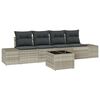 vidaXL Bankstel met kussen met kussen 5 pcs Lichtgrijs poly rattan