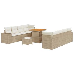 vidaXL Tuin Sofa Set met kussen 11 pcs Beige poly rattan