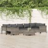 vidaXL 8-delige Loungeset met kussens poly rattan grijs