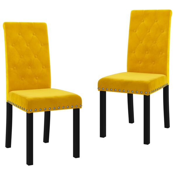 vidaXL Eetkamerstoelen 2 st fluweel geel