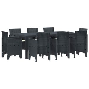 vidaXL Tuin eettafelset 9 st Antracietkleurig Polypropyleen