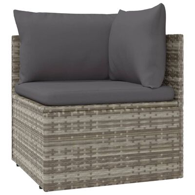 vidaXL 12-delige Loungeset met kussens poly rattan grijs